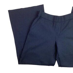 Spanx Womens Perfect Pants Wide Leg Pinstripe Ponte Navy Gray 20385Q